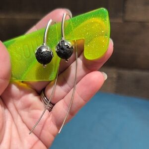 Lava Rock Earrings With Sterling Silver Wire